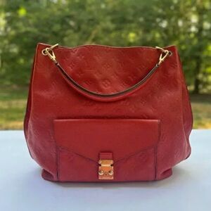 Louis Vuitton Empreinte Leather Metis 2 Way in Red Hobo Shoulder Handbag